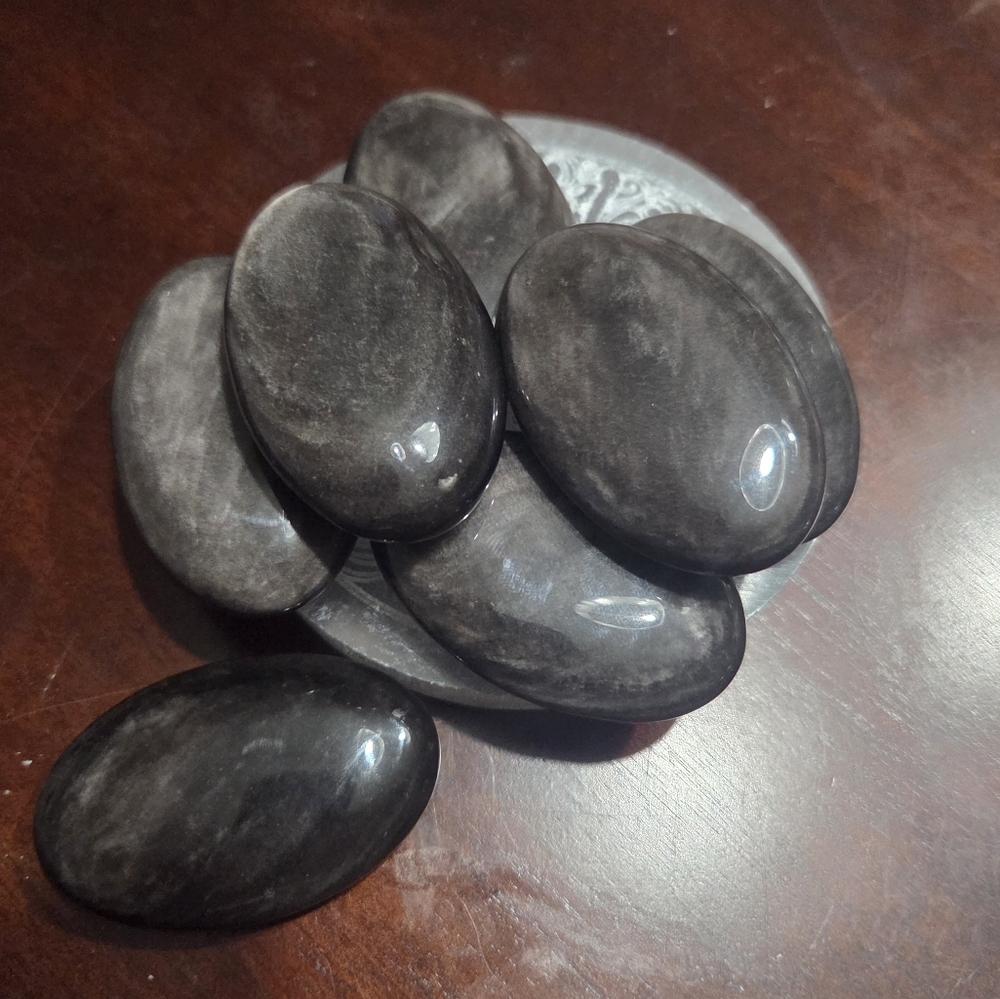 Silver Sheen Obsidian Palmstone - Picture 11 of 16